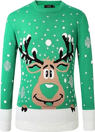 SSLR-Mens-Ugly<wbr/>-Christmas-Swe<wbr/>ater-Funny Sweater Holiday Santa Clause Knitted Ribb