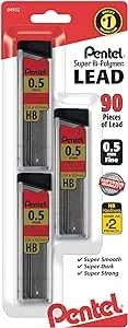 Pentel® Super Hi-Polymer® Leads, 0.5 mm, HB, 30 Leads Per Tube, Pack Of 3 Tubes