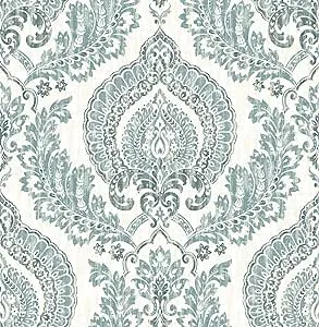 NuWallpaper Kensington Damask Blue Peel & Stick Wallpaper