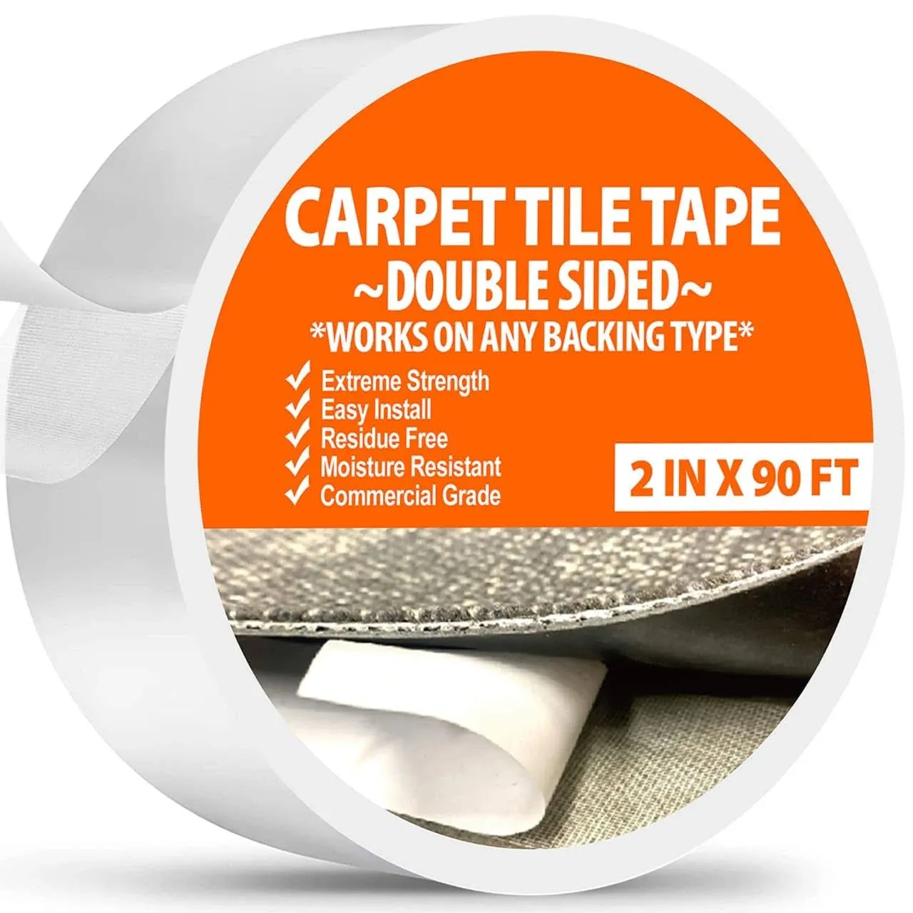 Carpet Tile Tape Double Sided Heavy Duty Rug Tape Gripper Tape 2 IN x 90 FT