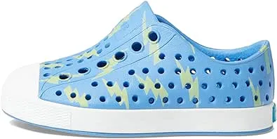 Native Shoes Kids Jefferson Sugarlite Print (Toddler) Kid's Shoes Resting Blue/Shell White/Celery Lightning : 5 Toddler M