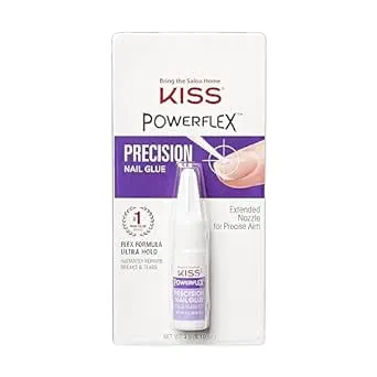 KISS PowerFlex Precision Nail Glue - Fast Drying Adhesive for Glue-On Nails & Repairs with Precision Tip Nozzle, Ideal for Tips & Wraps, Net Wt. 0.10 oz (3g)