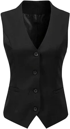 V Vocni Women's Fully Lined V-Neck Suit Vest Waistcoat