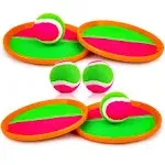 Qrooper Kids Toys Toss and Catch Game Set, Ball Sports Games with 4 Paddles 4 Balls and 1 Storage Bag, Orange