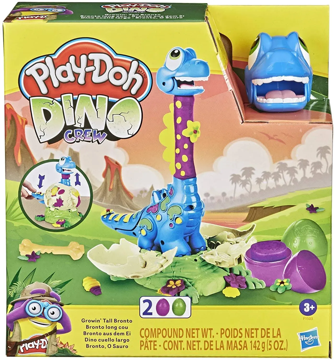 Play-Doh Dino Crew Growin&#039; Tall Bronto Toy Dinosaur New Sealed 