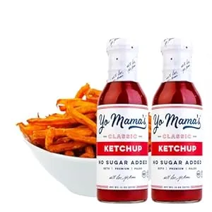 Keto Classic Ketchup by Yo Mama's Foods Pack of (2) - No Sugar Added, Low Carb, Vegan, Gluten Free, Paleo Friendly, and Made with Whole Non-GMO