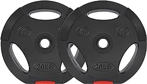 Vinyl Standard 1-Inch Plate Weight Plate for Strength Training and Weightlifting, Pairs or Sets