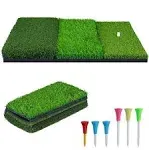 Golf Hitting Mat 3-in-1 Foldable Grass Mat Tri-Turf Practice Training Aid Bat...