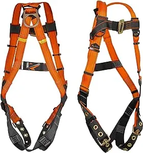 Malta Dynamics Warthog Safety Harness Fall Protection with Tongue Buckle Legs, Full Body Harness for Construction - OSHA/ANSI Compliant, (Large-XLarge)