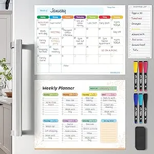 Monthly Planner Magnetic Whiteboard Refrigerator Calendar Dry Erase Weekly Plann