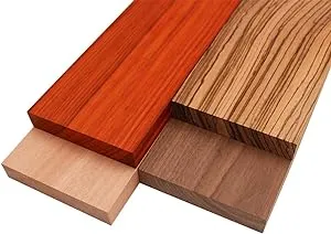 Imported Exotic Hardwood Variety Pack - Zebrawood, Walnut, Padauk, Okoume - 3/4" x 4" (4 Pcs) (3/4" x 4" x 12")