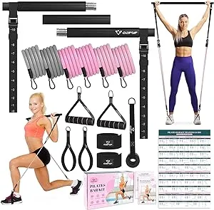 Pilates Bar Kit with Resistance Bands Multifunctiona<wbr/>l Yoga Pilates Bar with H...