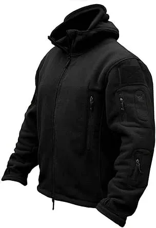 CRYSULLY Men's Military Tactical Fleece Hooded Jacket