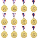 12 Pcs Soccer Medals for Awards for Kids and Adults, Gold Award Medals Set - Met