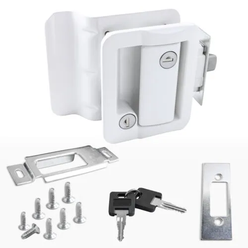 White RV Entry Door Lock w / deadbolt Camper Travel Trailer NEW