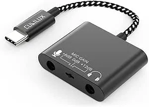 Cubilux USB C Mic Splitter for Lav Microphone,TRS Headphone Mic with Mic Gain(Up to +12dB),Type C to 3.5mm Microphone Adapter Suitable for Recording-USB C Support Android,Ipad OS,Mac OS,Window etc