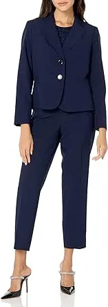 Le Suit Women's Petite 2 Button Wasit Seam Jacket & Elastic Back Pant