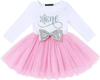 IBTOM CASTLE Toddler Winter Tutu Snowflake 1st/2nd Birthday Outfits for Baby Girl Romper Skirt Headband Photo Photo Clothes