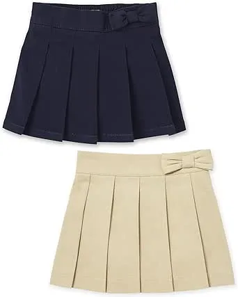 The Children's Place Baby Girls' Uniform Bow Pleated Skort 2 Pack