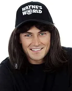 ALLAURA - Wayne Wig with Hat - Costume Wigs for Men 80s Heavy Metal Rocker Wig ...