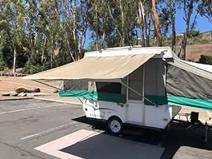 Pop Up Tent Trailer Awning, EZ Lite Campers® Camping Trailer RV Awning 10ft Beige