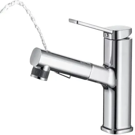 Bathroom Faucets with Pull Down Sprayer Single Handle Pull Out Bathroom Faucet Chrome Bathroom Sink Faucet Stainless Steel Bathroom Faucets Suitable for Hot and Cold Water