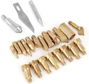 Wood Burning Pen Tips, 23Pcs Woodburning Accessories Stencils Soldering Iron Pyrography Working Carving Tool Kit for