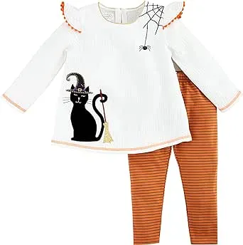 Mud Pie Girl's Black Cat Tunic and Legging Set