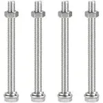 Uxcell Hex Head Screw Bolts, Nuts, Flat & Lock Washers Kits, 304 Stainless Steel Fully Thread Hexagon Bolts 4 Sets | Harfington, M10 x 130mm / 4Set