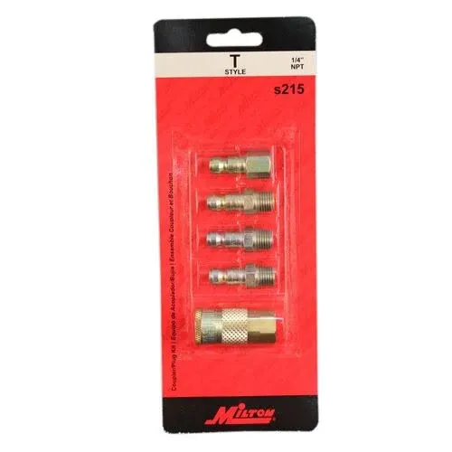 Milton - S215 S-215 1/4" NPT T Style Coupler and Plug Kit - 5 Piece