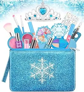 Kids Makeup Kit for Girls, Washable Real Makeup Set for Little Girls, Princess Frozen Toys for Girls Toys for 4 5 6 7 8 Year Old, Kids Play Makeup Starter Kit Cosmetic Beauty Set Frozen Makeup Set