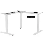 VIVO White Electric Motor Height Adjustable Corner 3 Leg Standing Desk Frame