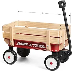 Radio Flyer My 1st Steel & Wood Wagon, 19" Long Toy Wagon for Kids 1.5+, Red