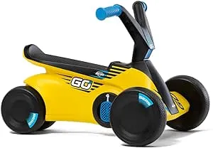 BERG Toys GO2 2 in 1 Baby Toddler Push and Pedal Small Go Kart Indoor Outdoor 4 Wheel Ride On Toy for Ages 10-30 Months, Yellow