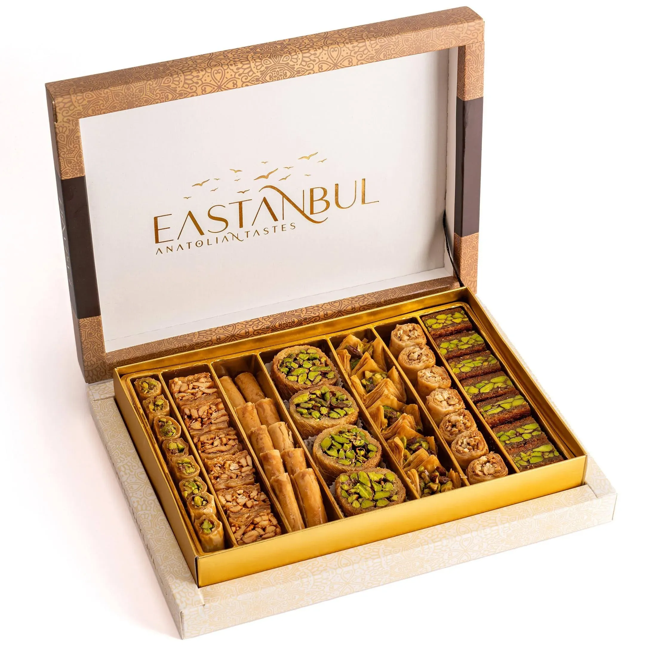 Eastanbul Baklava 1.1lb, Assorted Baklava Pastry, Baklava Gift Box, Middle Eastern Sweets Gift Box, Premium Gourmet Desserts, Baklava Pistachio & Cashew Rich Arabic & Turkish Baklava Sweets, Halloween