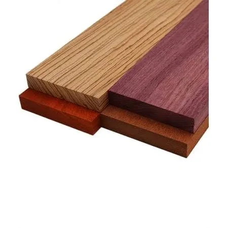 Imported Exotic Hardwood Variety Pack - Padauk, Zebrawood, Purpleheart, and Merbau, Size: 3/4 x 4 x 12 (4pc)