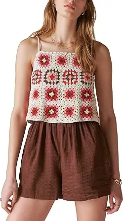 Lucky Brand Womens Women's Crochet Romper