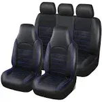 TOYOUN Classic Universal PU Leather Car Seat Covers Full full set, Black-Blue 