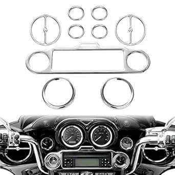 9 PCS Stereo Accent Speedometer Speaker Trim Loop Set Compatible for Harley Davidson Electra Street Glide Ultra Classic Models 1986-2013