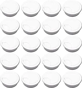 Quluxe Desk Grommet, 2-3/4 Inch Plastic Desk Cord Cable Hole Cover Grommet -White (Pack of 20)