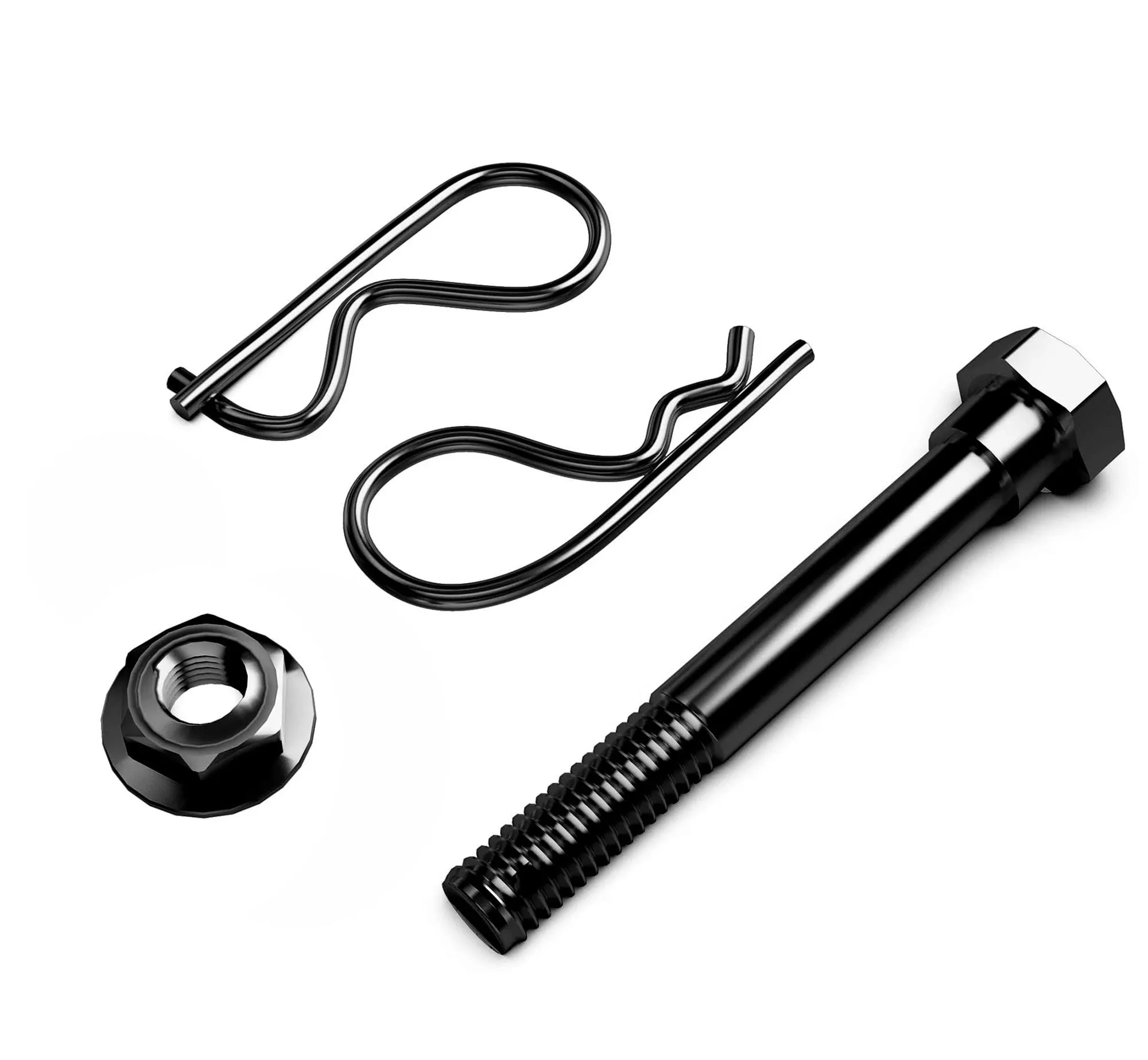 Everhitch Black Stainless Steel Trailer Hitch Cover Pin Bolt Anti-Rattle No Wobble Keeper Grip Clip Kit (Fits 2" Receivers)