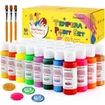 fantastory Tempera Paint for Kids 32 Colors (2 oz Each) Washable Tempera Paint, Kids Poster Paint Sponge Painting, Non-Toxic Kids Paint Finger Paints