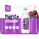 Hint+ Vitamin Blackberry Cherry, Water Infused with Blackberry & Cherry, Vitamin Boost, 50% Daily Value Vitamin C, A, B12, Zinc, Zero Sugar, Zero Calories, Zero Diet Sweeteners, 16 Fl Oz (Pack of 12)