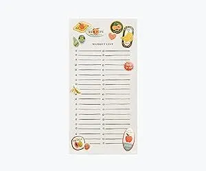 RIFLE PAPER CO. Market Pad | 65 Tear-Off Pages, Features an Attachable Magnet, Warm White Paper Text, Unique Hand-Painted Design (8.5" L x 4.25" W), Citrus Grove