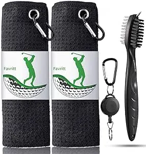 3 Pack Golf Towel Golf Club Cleaner Set Microfiber Fabric Waffle Pattern Towe...