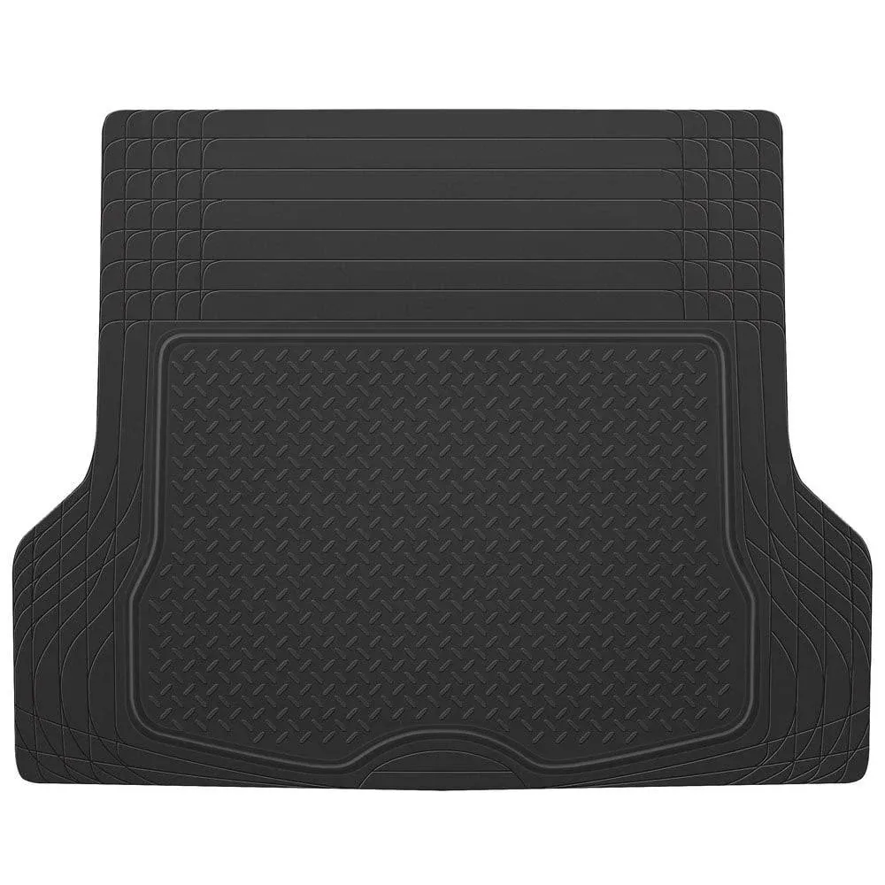 BDK Heavy Duty Rubber Cargo Floor Mat - All Weather Trunk Protection, Trimmable to Fit & Durable HD Rubber (Black)