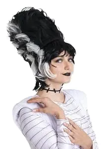 Fun Costumes Women's Transylvania Black Wig with White Streaks Standard