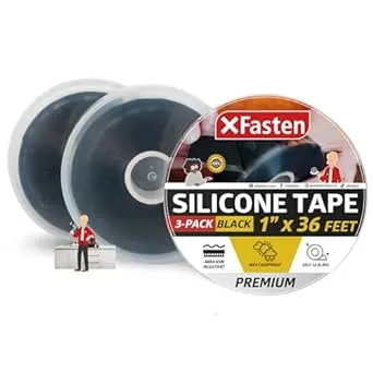 XFasten Self Fusing Silicone Tape 1" X 36-Foot 3 Pack 108ft Total Silicone Tape for Plumbing Leak Seal Tape Waterproof, Silicone Grip Tape, Rubber Tape Thick for Pipe, Hose Repair Tape Stop Leak Tape