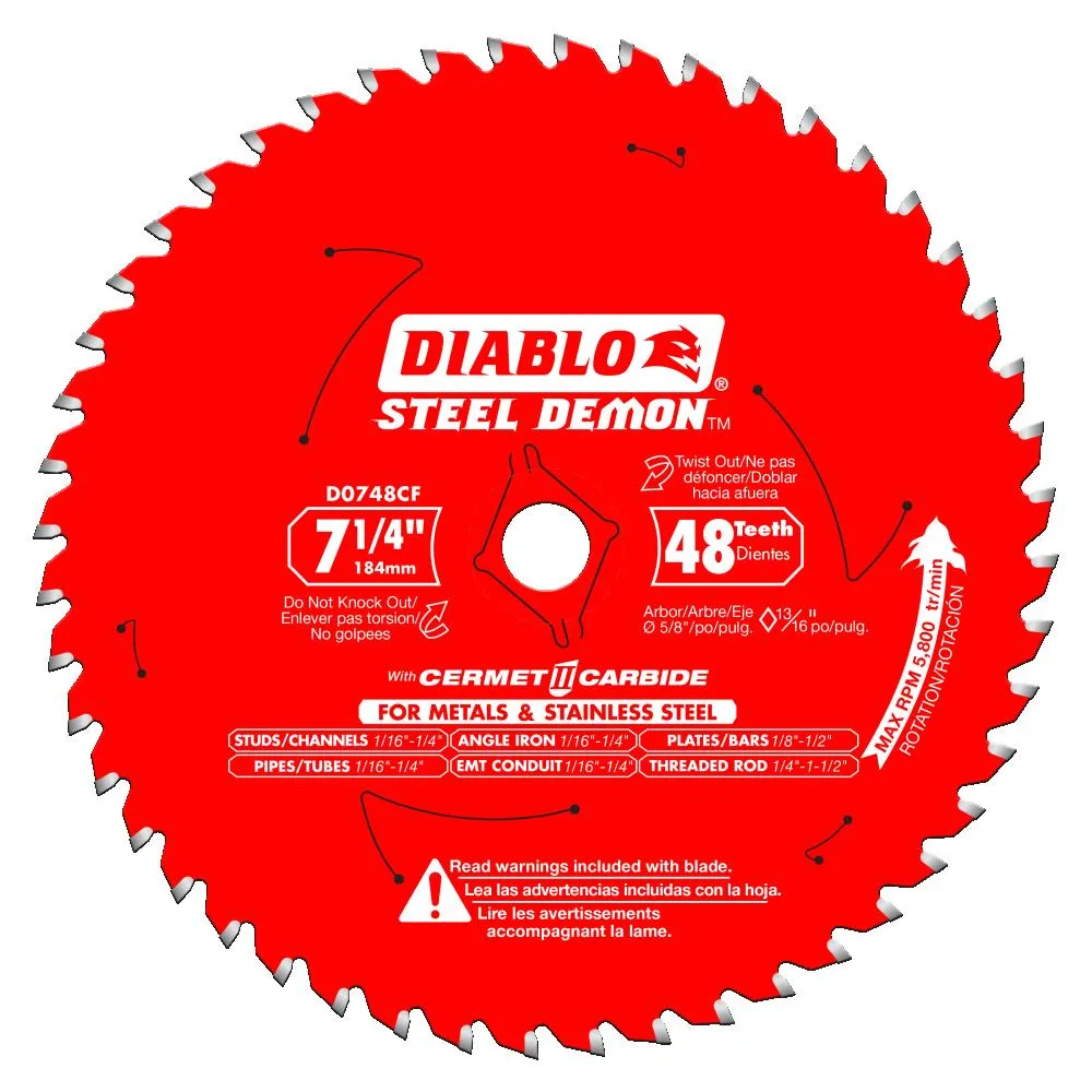 Diablo 7-1/4 in. x 48 Tooth Steel Demon Saw Blade D0748CFX