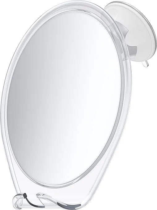 HONEYBULL Shower Mirror Fogless for Shaving - with Suction, Razor Holder for Shower & Swivel, Small Mirror, Shower Accessories, Bathroom Mirror, Bathroom Accessories, Holds Razors (White)